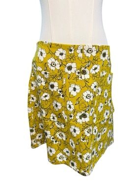 Maeve x Anthropologie The Marisela Yellow Floral A Line Mini Skirt Size M